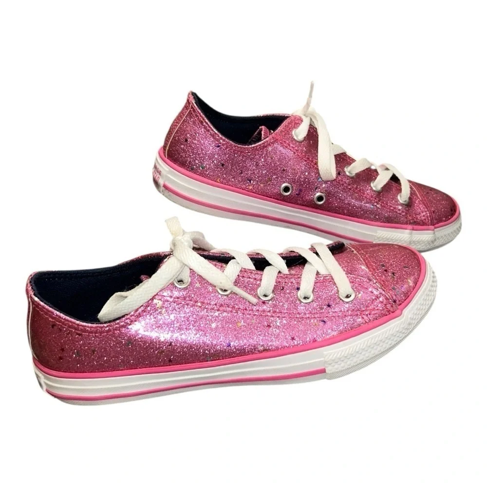 Converse Girl Youth Junior Size 3 Pink 665108C Sparkle Glitter Sneaker